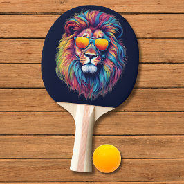Raquete De Ping Pong Abstrato Lion com óculos de sol