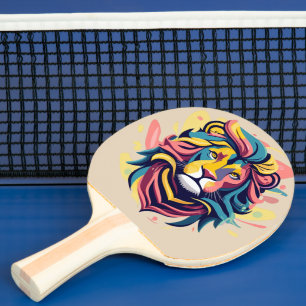 Raquete De Ping Pong Abstrato Lion Head Art
