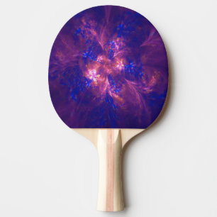 Raquete De Ping Pong Abstrato Luz De Flor Roxa E Padrões Azuis Mistura