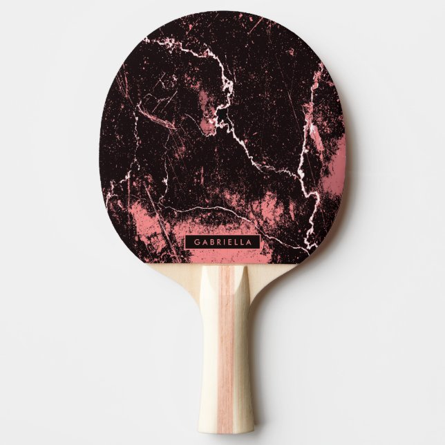 Raquete De Ping Pong Abstrato preto e rosa (Frente)