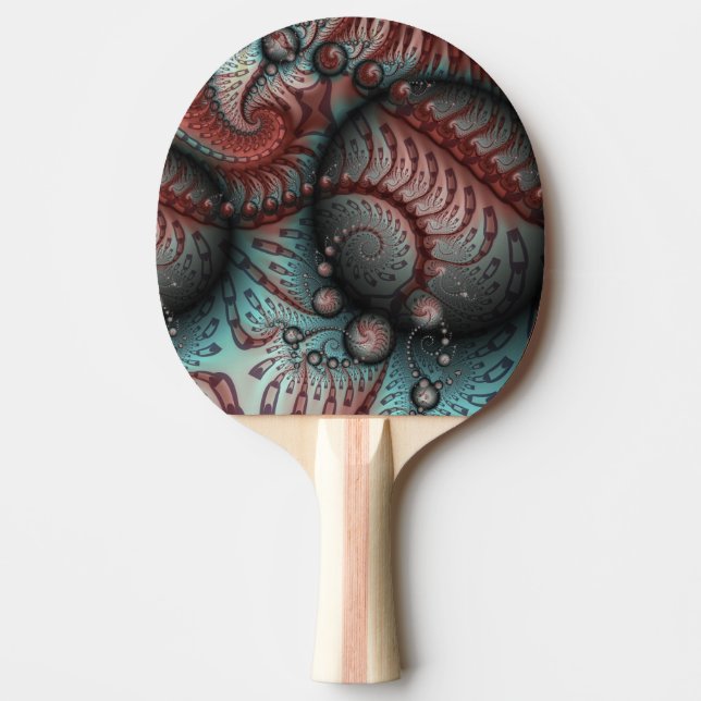 Raquete De Ping Pong Abstrato Vivid Fantasy Fractal Art Brown Blue (Frente)