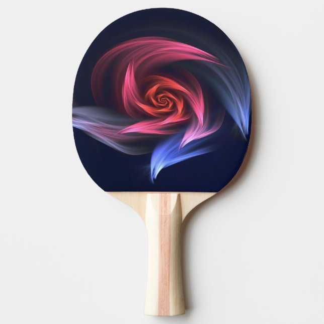 Raquete De Ping Pong Abstrato Vortex Forma Vermelha E Azul (Frente)