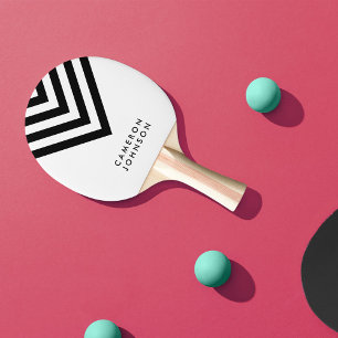 Raquete De Ping Pong Adicionar nome - divisa minimalista branca e preta