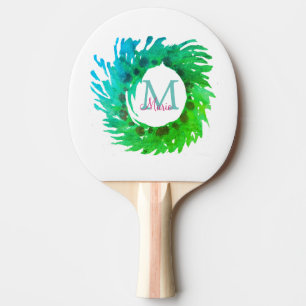 Raquete De Ping Pong Adicionar uma coroa verde de Natal verde-rosa com
