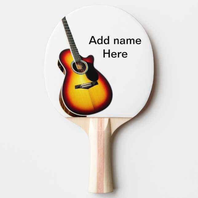 Raquete De Ping Pong Adicione o nome do texto guitarra acústica castanh (Frente)