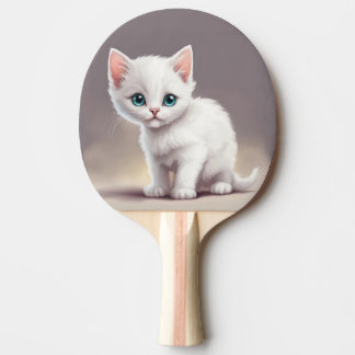 Raquete De Ping Pong Adorável gatinho branco