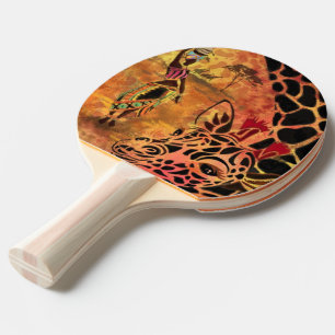 Raquete De Ping Pong African Girl and Giraffe - Amigos - Desenho de Art