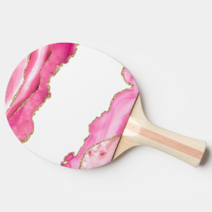 Raquete De Ping Pong Ágata Mármore Rosa Elegante Pedra Preciosa Brilho