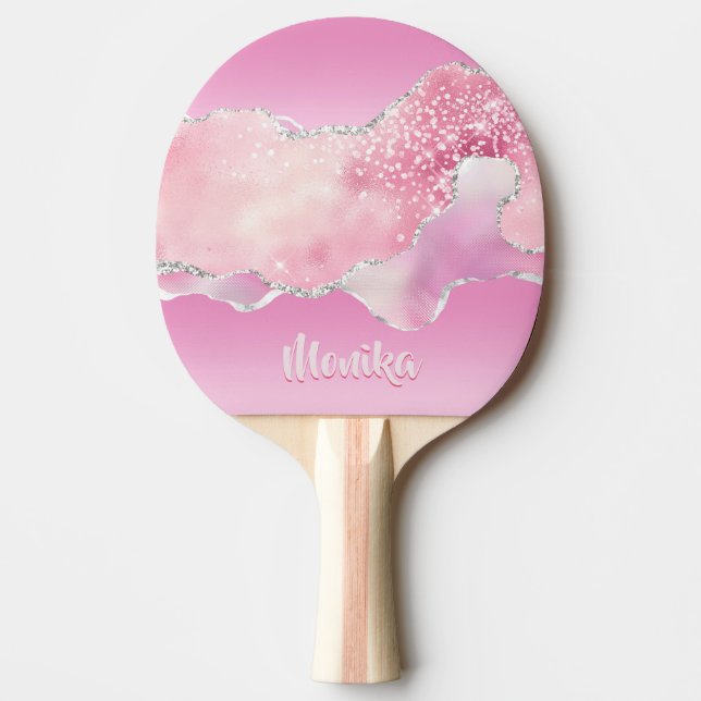 Raquete De Ping Pong Agitação de prata rosada cinzenta brilhante (Frente)