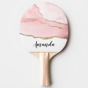 Raquete De Ping Pong Agite de Blush Rosa com Elegante de Fita Dourada