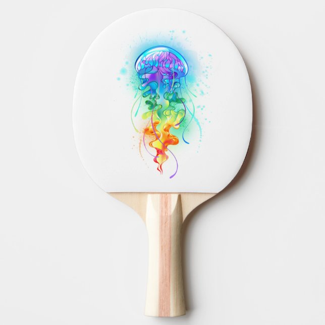 Raquete De Ping Pong Águas-vivas do arco-íris (Frente)