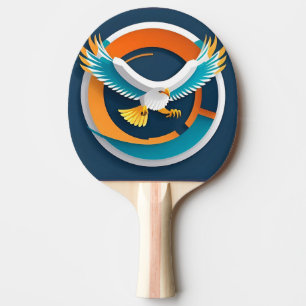 Raquete De Ping Pong Águia Careca Dinâmica em Ilustração Artística