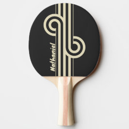 Raquete De Ping Pong Alça de Listra Dupla em Carvão Retro com Nome