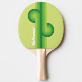 Raquete De Ping Pong Alça de Listra Verde de Folha de Nenúfar com Nome