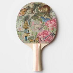Raquete De Ping Pong Alice Gato de Cheshire Jardim da Árvore do País da