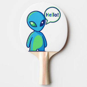 Raquete De Ping Pong Alienígena Azul Fofo Dizendo Olá