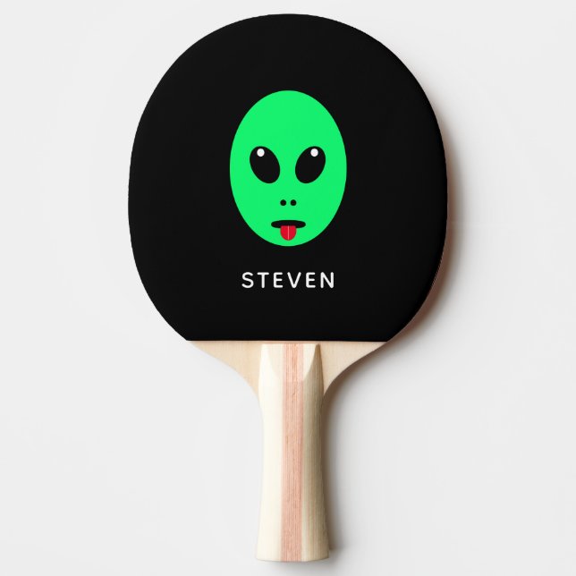 Raquete De Ping Pong Alienígena Verde Preta Personalizada (Frente)