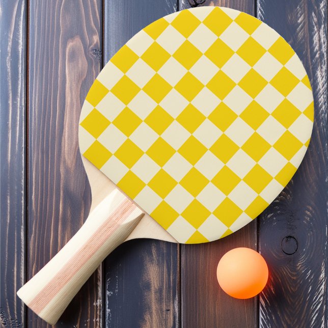 Raquete De Ping Pong Amarelo e Xadrez Creme (Criador carregado)