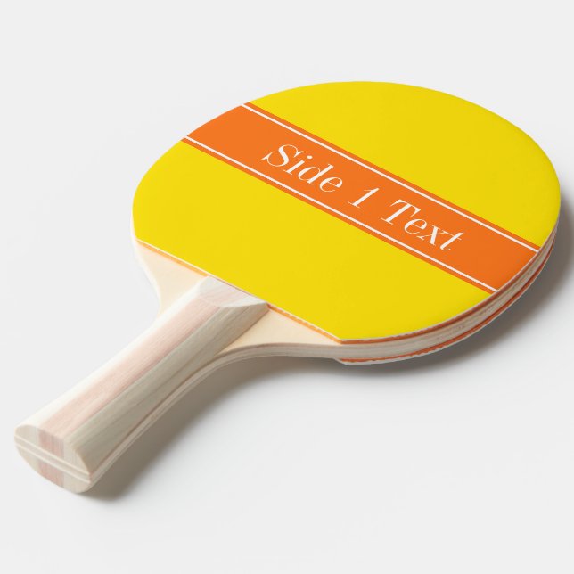 Raquete De Ping Pong Amarelo Sólido, Abóbora Laranja Nome Monograma (Frente inclinada)