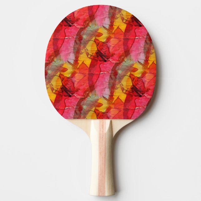 Raquete De Ping Pong Amarelo vermelho da arte da aguarela (Frente)