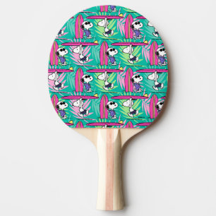 Raquete De Ping Pong Amendoins Padrão de Surf de Teal de Snoopy