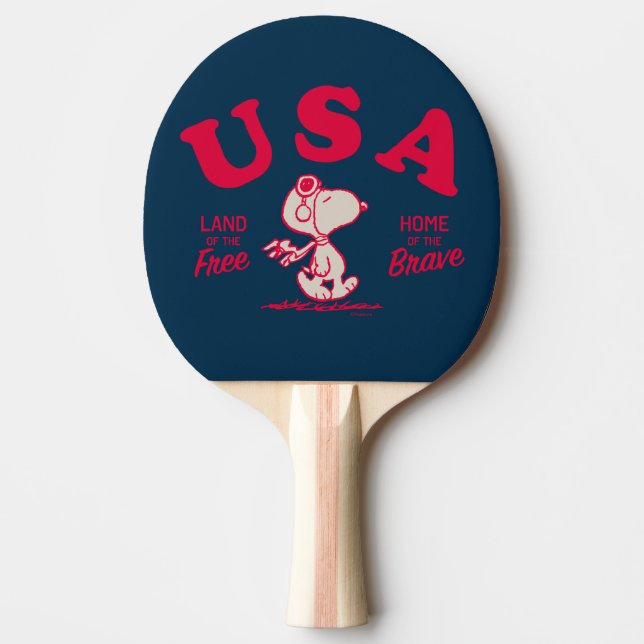 Raquete De Ping Pong Amendoins | Snoopy USA Land of the Free (Frente)