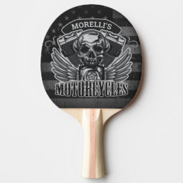 Raquete De Ping Pong American Biker ADD NAME Skull V-Twin