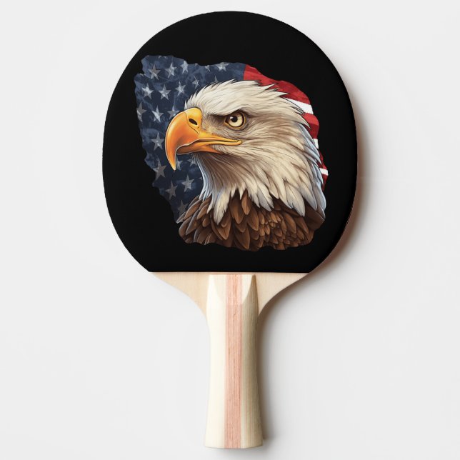 Raquete De Ping Pong American Flag Bald Eagle (Frente)