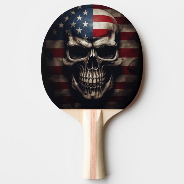 Raquete De Ping Pong American Flag Skull (Frente)