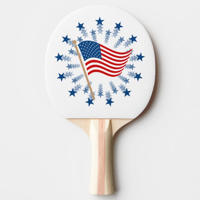 Raquete De Ping Pong American Flag Starburst Fireworks 4 de julho (Frente)