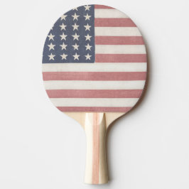 Raquete De Ping Pong Americana Vermelho Branco e Blue Vintage Flag