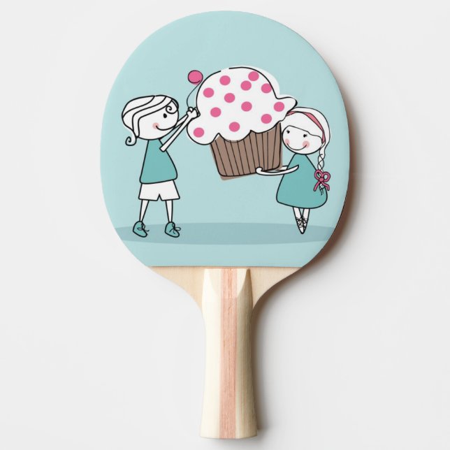 Raquete De Ping Pong Amor do cupcake (Frente)