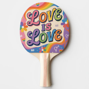 Raquete De Ping Pong Amor É Amor Tipografia Retro Orgulho
