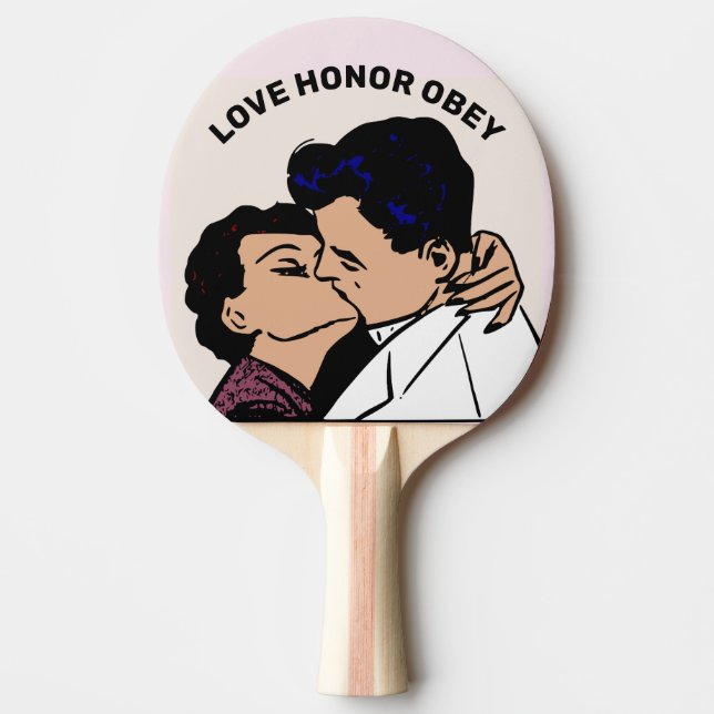 RAQUETE DE PING PONG AMOR HONOR OBEY CASAMENTO DE PRESENTE PUNIR PASTA (Frente)