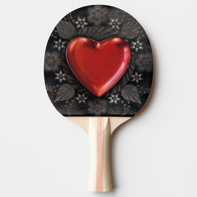 Raquete De Ping Pong Amor por Namorados Romântico Floral (Frente)