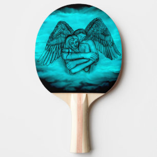 Raquete De Ping Pong Angel Eros in Love, design preto e verde