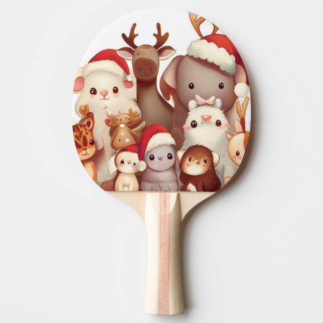 Raquete De Ping Pong Animais de Natal (3) (Frente)