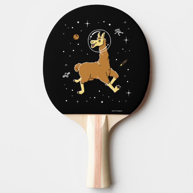 Raquete De Ping Pong Animais Llama No Espaço (Frente)