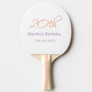 Raquete De Ping Pong aniversário de 20 anos verde roxo nome simples mod