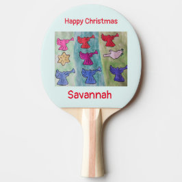 Raquete De Ping Pong Anjos de Natal com trompetes