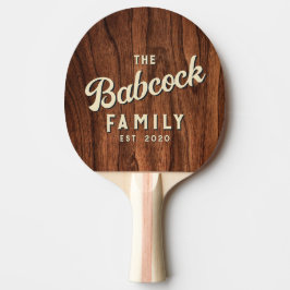 Raquete De Ping Pong Antique Cherry Wood Retro Family Name & Year