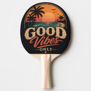 Raquete De Ping Pong Apenas Boas Vibrações Design Retro Pôr do Sol