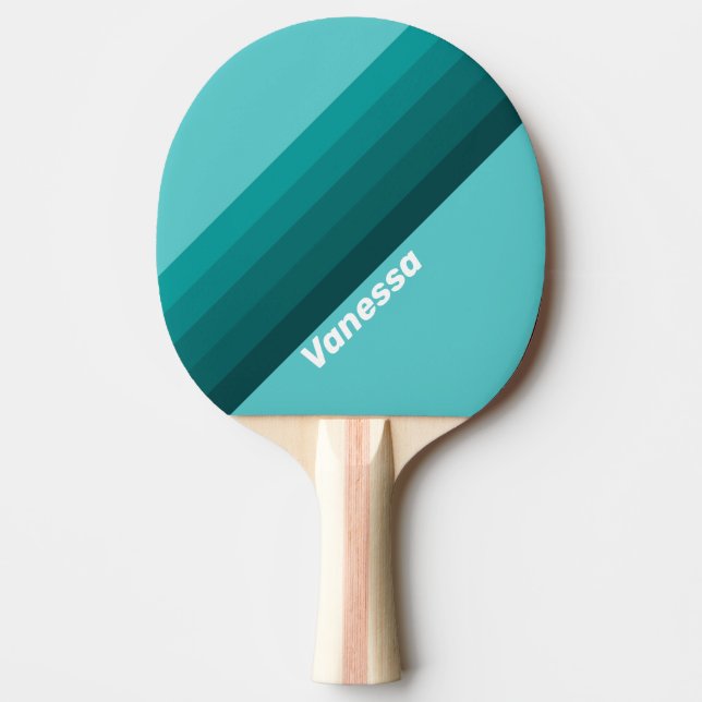 Raquete De Ping Pong Aqua Fade Stripes with Name (Frente)