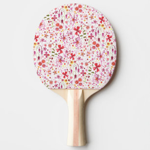 Raquete De Ping Pong Aquarela de Flor Selvagem