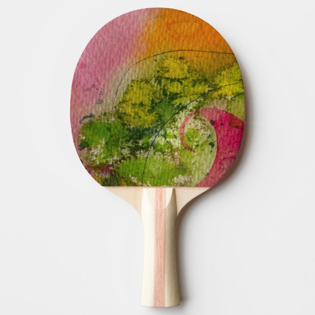 Raquete De Ping Pong Aquarela E Abstrato Impressionística Arte (Frente)