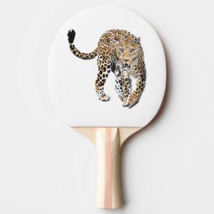 Raquete De Ping Pong aquarela leopardo gato da selva animal pintado ver