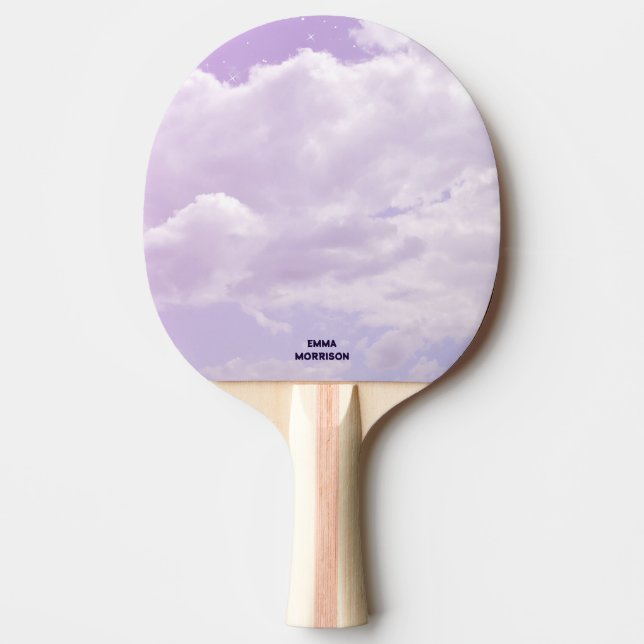 Raquete De Ping Pong Aquarela, Nuvens Roxas, Cute Personalizado (Frente)