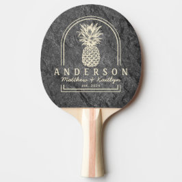 Raquete De Ping Pong Arco de Casamento de Abacaxi em Granito Escuro Mod