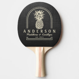 Raquete De Ping Pong Arco de Noiva de Abacaxi com Tela Preta e Nome