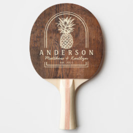 Raquete De Ping Pong Arco de Noiva de Abacaxi em Madeira de Noz Preta &